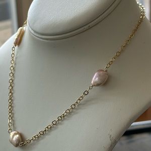 NATURAL Keshi PINK Pearl Necklace - 19 1/2 Inches - Fully Adjustable